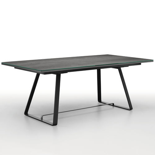 Moderner Tisch - Alfred - MIDJ - Glas / Keramik / Gestell aus lackiertem Stahl