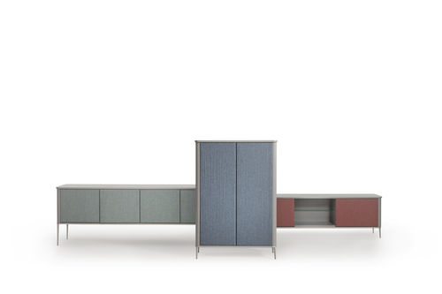 Modernes Sideboard - LEA - MIDJ - lackiertes MDF / MDF / Glas