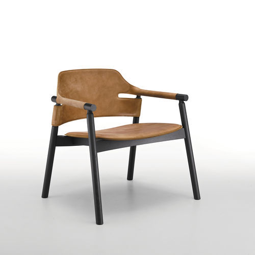 Moderner Sessel - Suite AP L CU - MIDJ - Leder / Esche / braun