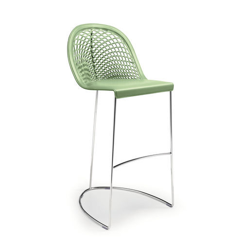 Moderner Barhocker - Guapa M CU - MIDJ - Leder / Gestell aus lackiertem Stahl / mit Kufengestell