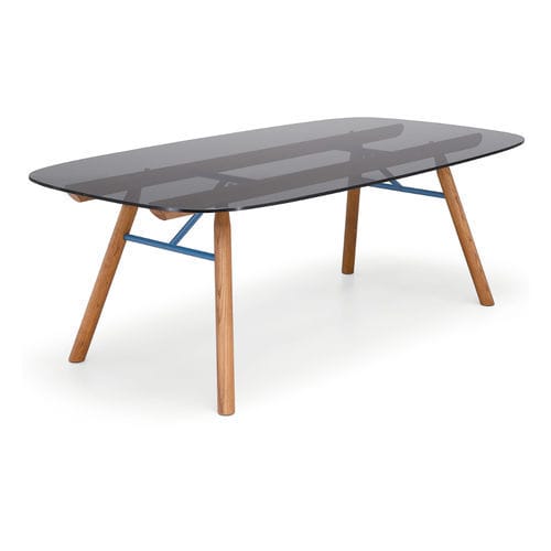 Esstisch / originelles Design - Suite - MIDJ - Glas / Keramik / Gestell aus Holz