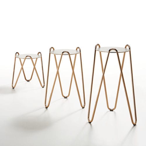 Moderner Beistelltisch - Apelle Chic - MIDJ - Keramik / Leder / Gestell aus lackiertem Metall