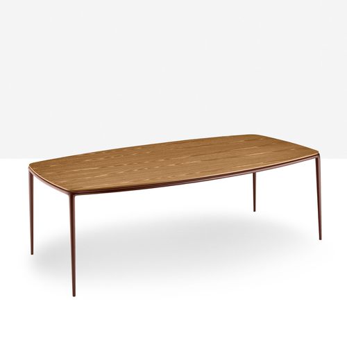 Moderner Esstisch - Lea - MIDJ - Holzfurnier / lackiertes Holz / Keramik