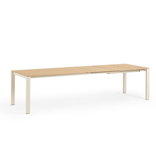 Moderner Esstisch - Badù - MIDJ - Holzfurnier / lackiertes MDF / Glas