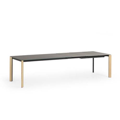 Esstisch / originelles Design - Blade - MIDJ - Holzfurnier / lackiertes MDF / Glas