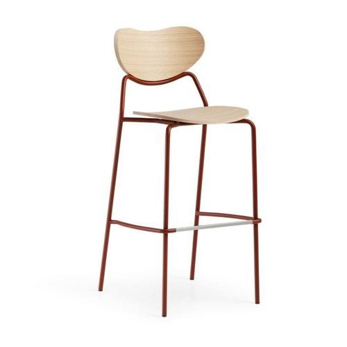 Moderner Hocker - VIDA H75 M LG - MIDJ - Holzfurnier / Gestell aus Metall / mit Fußstütze