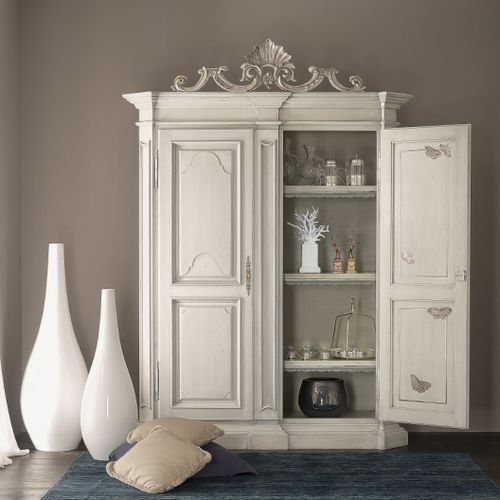 Hohes Sideboard - ART 1 - Bertelè - Neobarock / gestrichenes Holz / weiß