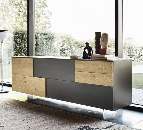 Modernes Sideboard - INCONTRO C5C03 - SANGIACOMO - Eiche / Holzfurnier / mattlackiertes Holz