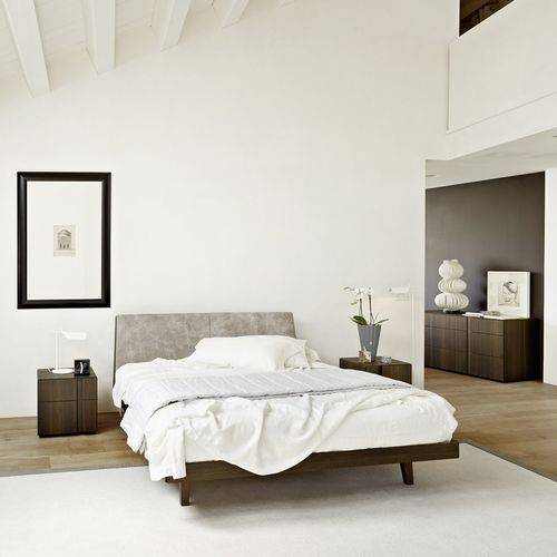Doppelbett - FEBO 2.0  - SANGIACOMO - modern / gepolstertes Kopfteil / Leder