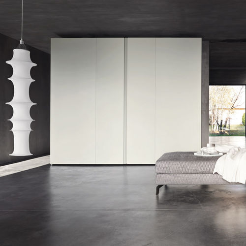 Moderner Kleiderschrank - SINTESI - SANGIACOMO - Holzfurnier / mattlackiertes Holz / lackiertes Glas