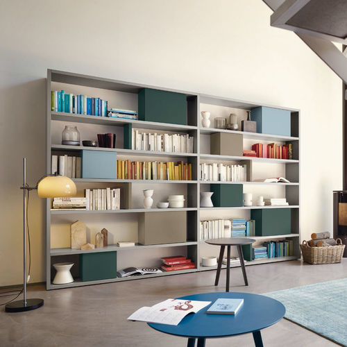 Modernes Bücherregal - MODO M6C86 - SANGIACOMO - Holzfurnier / mattlackiertes Holz / hochglanzlackiertes Holz