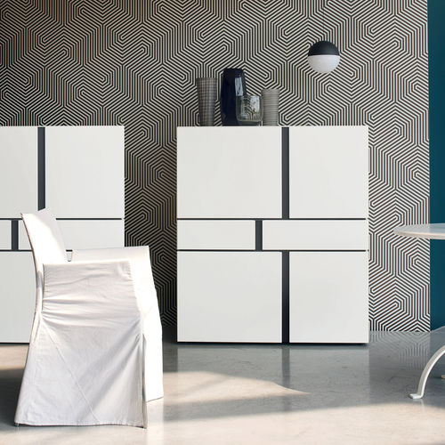 Hohes Sideboard - ABACO C5C12 - SANGIACOMO - modern / mattlackiertes Holz / mit Schubladen