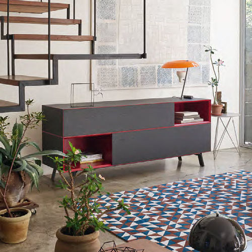 Modernes Sideboard - DOMINO IN - SANGIACOMO - Eiche / Holzfurnier / mattlackiertes Holz
