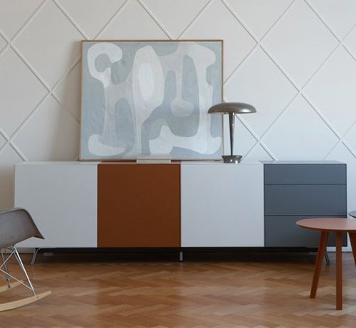 Modernes Sideboard - DOMINO PIÙ - SANGIACOMO - lackiertes Holz / Holzfurnier / lackiertes Metall