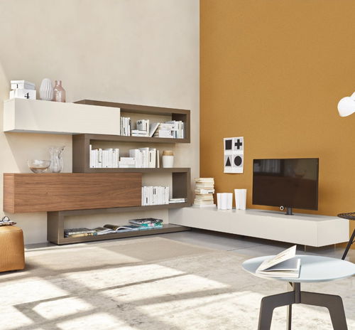 Moderne Wohnwand - LAMPO PIANALI L6C19 - SANGIACOMO - lackiertes Holz / Holzfurnier / Modul