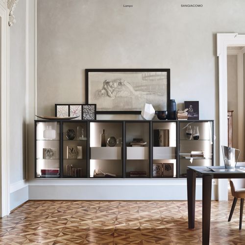 Moderne Vitrine - LAMPO SCRIGNO L6C30 - SANGIACOMO - wandmontiert / Glas / lackiertes Aluminium