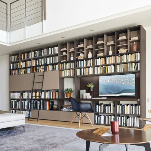Moderne Wohnwand - MODO M6C68 - SANGIACOMO - melaminbeschichtet / für TV / mit Stauraum
