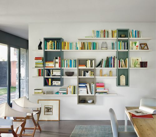 Modul-Bücherregal - MODO M6C78 - SANGIACOMO - wandmontiert / modern / mattlackiertes Holz