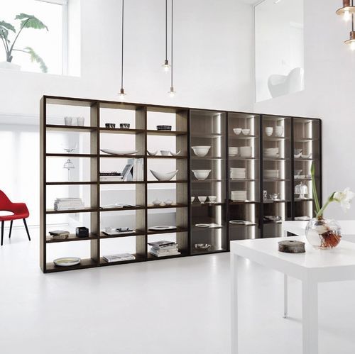 Moderner Geschirrschrank - MODO M6C92 - SANGIACOMO - Eiche / Holzfurnier / Glas