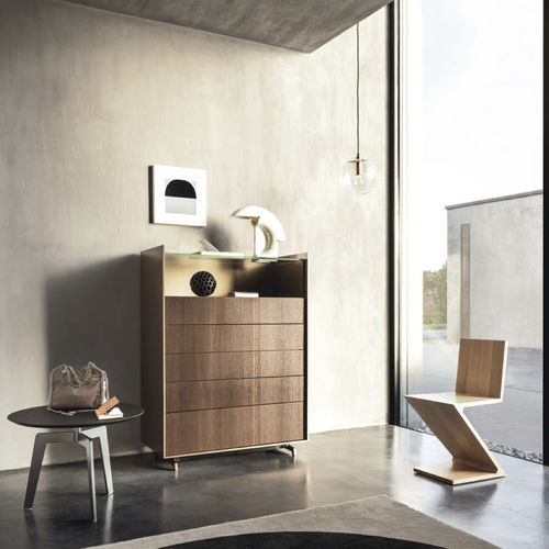 Moderner Chiffonnier - CABARET - SANGIACOMO - lackiertes Holz / Eiche / Holzfurnier
