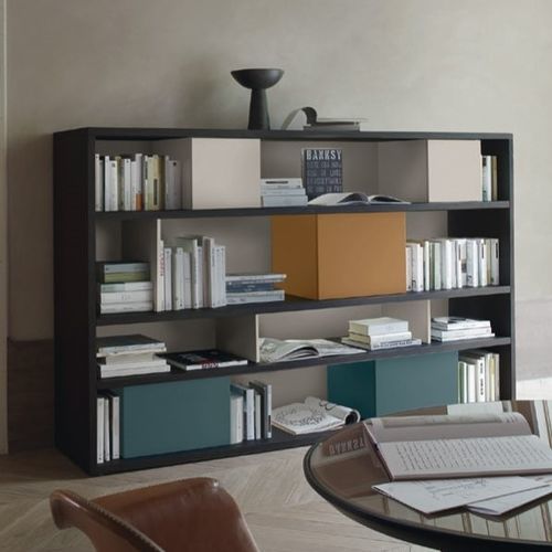 Modernes Bücherregal - MODO M6C83 - SANGIACOMO - Eiche / Holzfurnier / lackiertes Metall