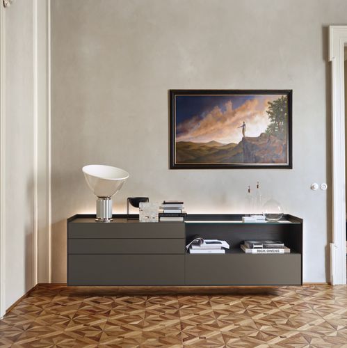 Wandmontiertes Sideboard - Cabaret 84B sx - SANGIACOMO - modern / Eiche / Holzfurnier
