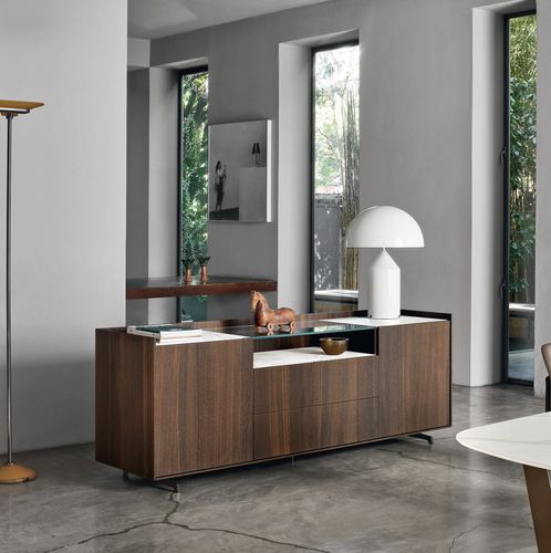 Modernes Sideboard - Cabaret 20C - SANGIACOMO - Holzfurnier / Glas / Keramik