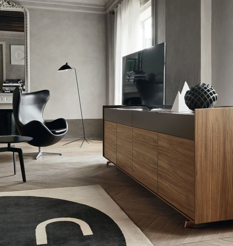 Modernes Sideboard - Cabaret 35A - SANGIACOMO - Holzfurnier / mattlackiertes Holz / braun
