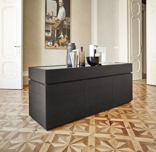 Modernes Sideboard - Cidori 2 - SANGIACOMO - Eiche / Holzfurnier / lackiertes Glas