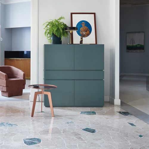 Modernes Sideboard - Cidori 10 - SANGIACOMO - mattlackiertes Holz / Glas / mit Schubladen