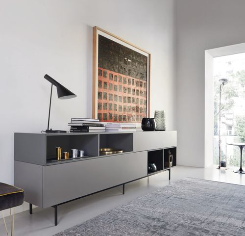Modernes Sideboard - Lampo Open 24 - SANGIACOMO - Eiche / Holzfurnier / mattlackiertes Holz