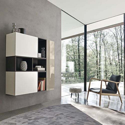 Wandmontiertes Ablagemöbel - Lampo Open 35dx - SANGIACOMO - modern / lackiertes Glas / mattlackiertes Holz