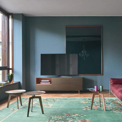 Modernes Fernsehmöbel - Domino IN.2 9I sx - SANGIACOMO - lowboard / Eiche / Holzfurnier