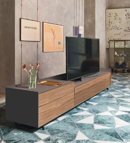 Modernes Fernsehmöbel - Cabaret 9G sx - SANGIACOMO - mit integriertem Stauraum / lackiertes Holz / Holzfurnier