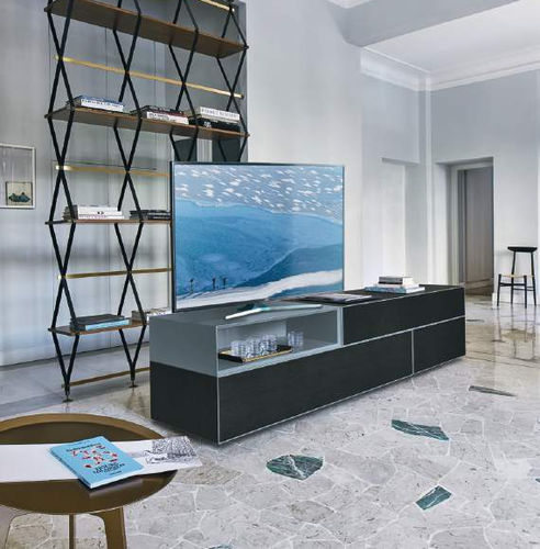 Modernes Fernsehmöbel - Domino Più 2L sx - SANGIACOMO - mit integriertem Stauraum / mit Regal / Eiche