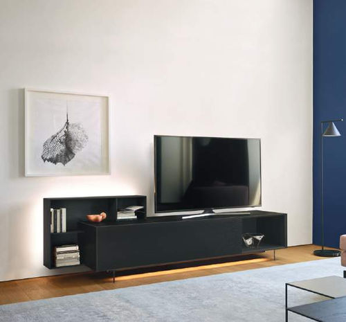 Modernes Fernsehmöbel - Domino Più 8L sx - SANGIACOMO - mit integriertem Stauraum / mit Regal / mit integrierter Beleuchtung