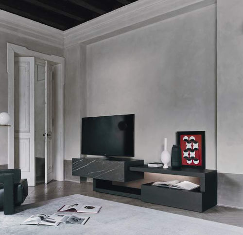 Modernes Fernsehmöbel - Lampo Sp60 38 - SANGIACOMO - mit Regal / mit integrierter Beleuchtung / Eiche