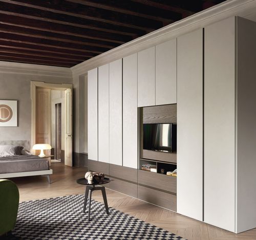 Moderner Kleiderschrank - ODEON - SANGIACOMO - Eiche / Holzfurnier / mattlackiertes Holz