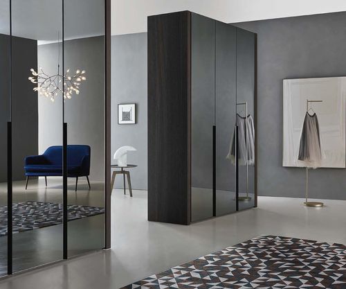 Moderner Kleiderschrank - VITRIA - SANGIACOMO - lackiertes Glas / lackiertes Metall / melaminbeschichtet