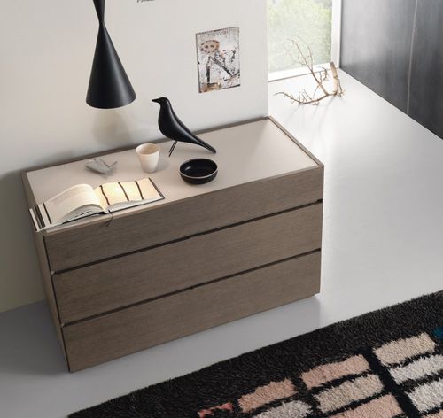 Moderne Kommode - Cidori Mono - SANGIACOMO - lackiertes Holz / Eiche / Holzfurnier