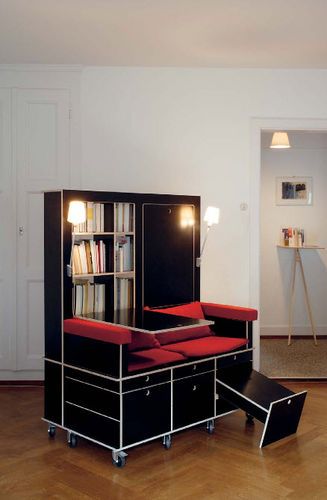 Modernes Sofa - LESE+LEBE - Moormann Nils Holger - Stoff / mit Stauraum / mehrfarbig