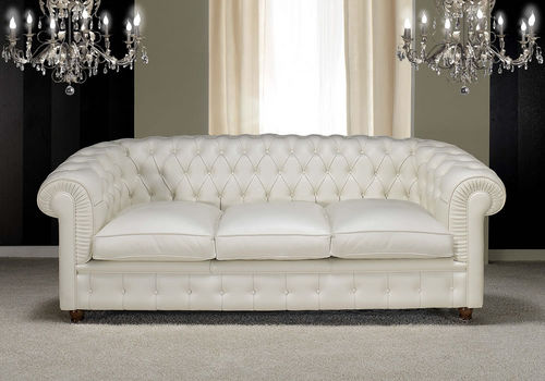 Chesterfield-Sofa - CHESTER - Nieri - Leder / weiß / 3 Plätze