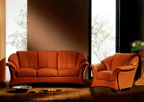 Klassisches Sofa - ORCHIDEA - Nieri - Leder / rot / 3 Plätze