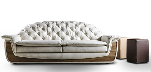Klassisches Sofa - CANALETTO - Nieri - Leder / grau / Holz