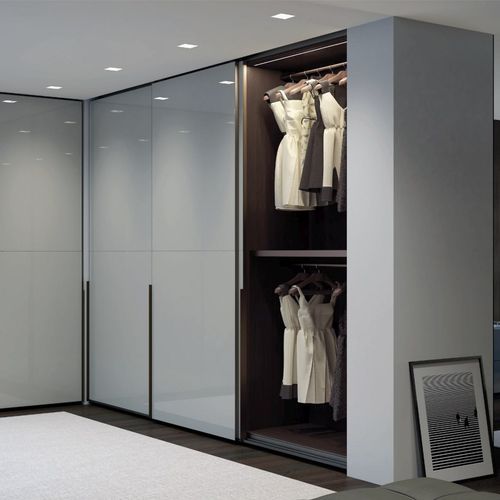 Moderner Kleiderschrank - SCORREVOLI001 - PESCAROLLO - lackiertes Glas / mit Schiebetür
