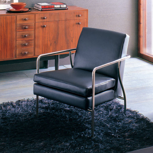 Moderner Sessel - DRESDA - Pol 74 - Stoff / Leder / Aluminium
