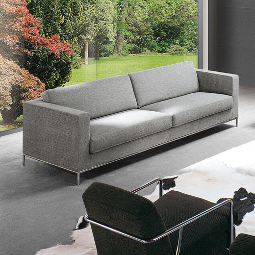 Modernes Sofa - STEP - Pol 74 - Samt / mit abnehmbarem Bezug / grau
