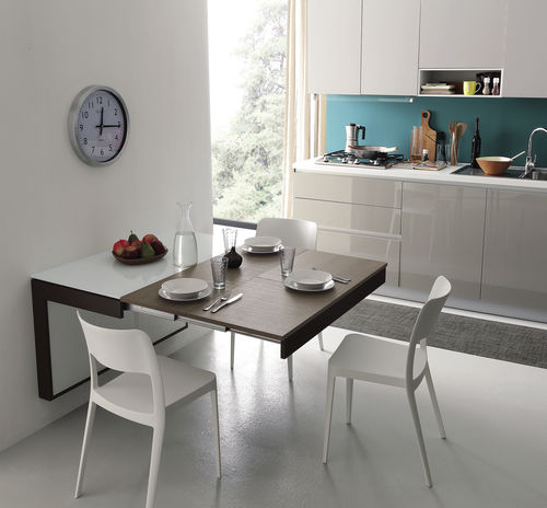Moderner Konsolentisch - A 106 DAISY - XABITAre - lackiertes Glas / Metall / Laminat