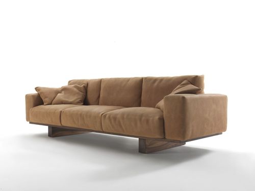 Modernes Sofa - UTAH - RIVA 1920 - Leder / braun / Massivholz