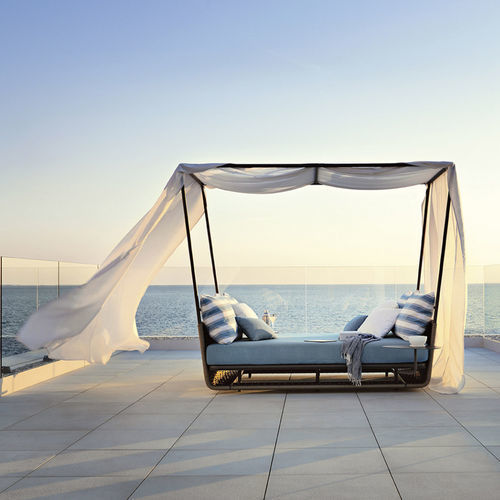 Moderne Récamiere - PORTOFINO  - Roberti Rattan - Acrylgewebe / Rattan / Aluminium